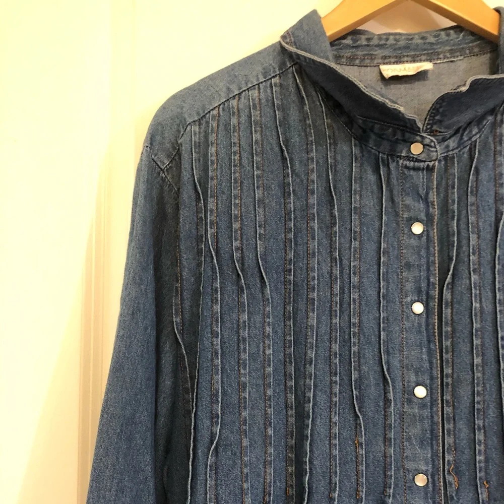 Roaman's Denim Midi Ruffle Front Dress 3X EUC - Host Pick 10/13/25 - Picture 4 of 16